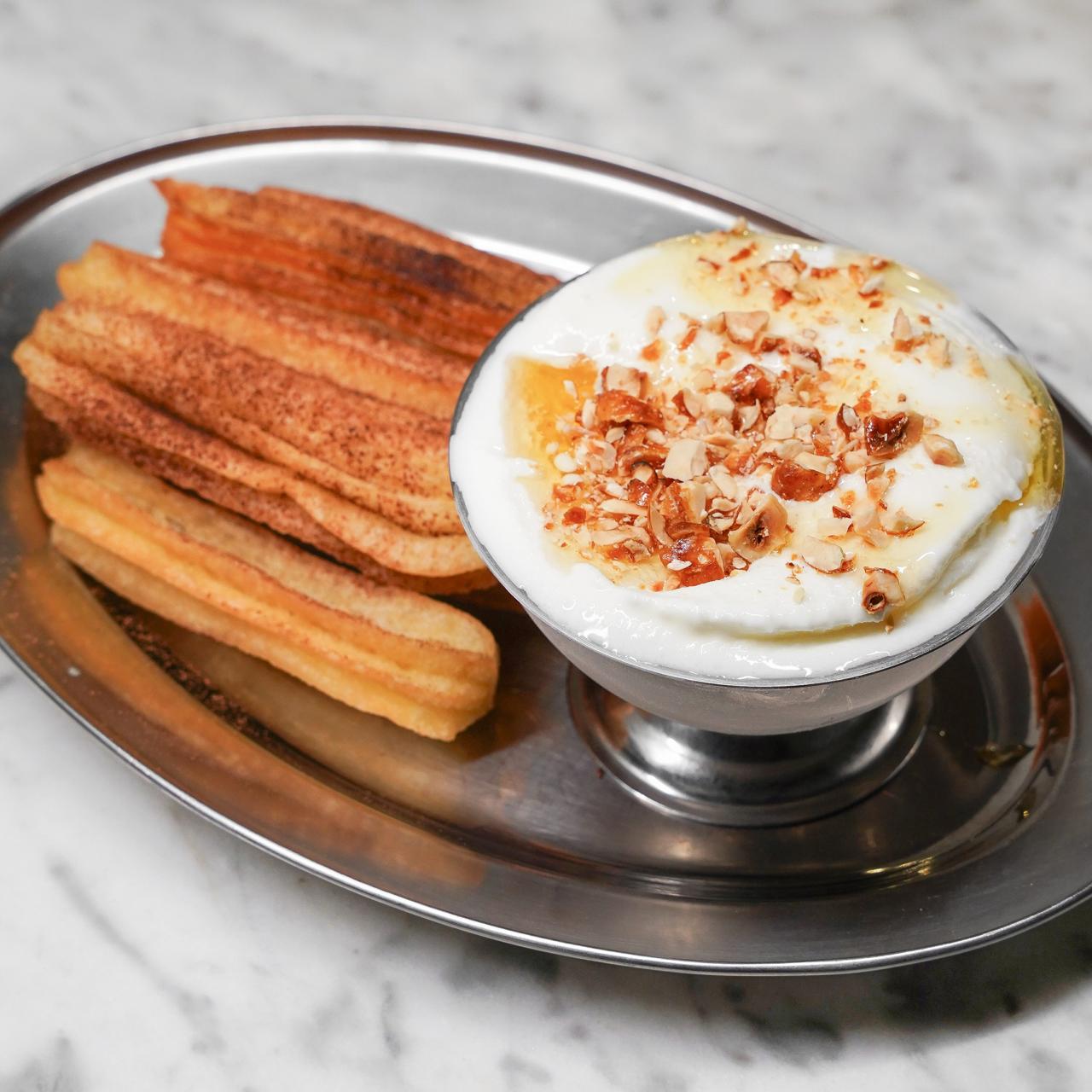 Yogurt ice cream with churros